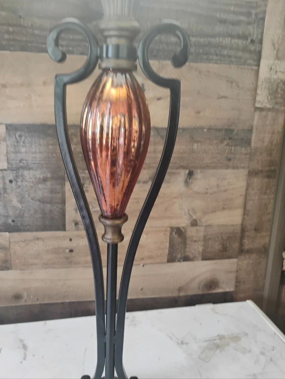 Elegant Table Lamp with Bell Shade and Mercury Glass Accent